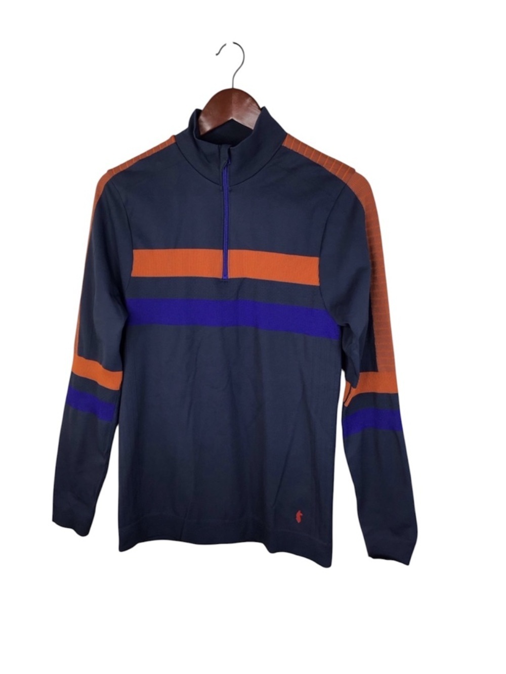 Cotopaxi Debajo Seamless Baselayer Quarter Zip in Ink Stripes Size Small.